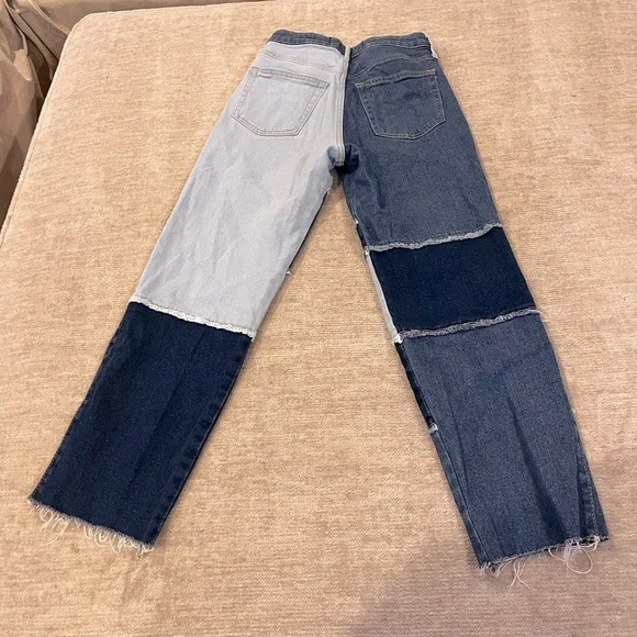 Hollister Ultra High-Rise Vintage Straight Denim Jeans Patchwork Women's Size 3R - Picture 6 of 6